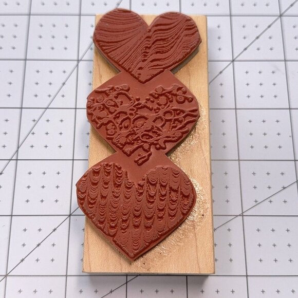 Stacked Hearts Rubber Stamp Abstract Wavy Dripping Love Romance Craft - Picture 2 of 4